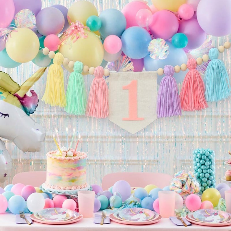 Ereniko Handmade Boho 1st Birthday High Chair Banner Party Decoration for Girl Baby Shower Wall Hangings Decorative for Kids Bedroom Purple - Image 5